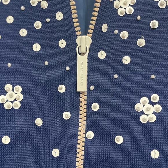 Michael Kors Embellished Zippered Short Sleeve Cardigan. - Picture 5 of 5